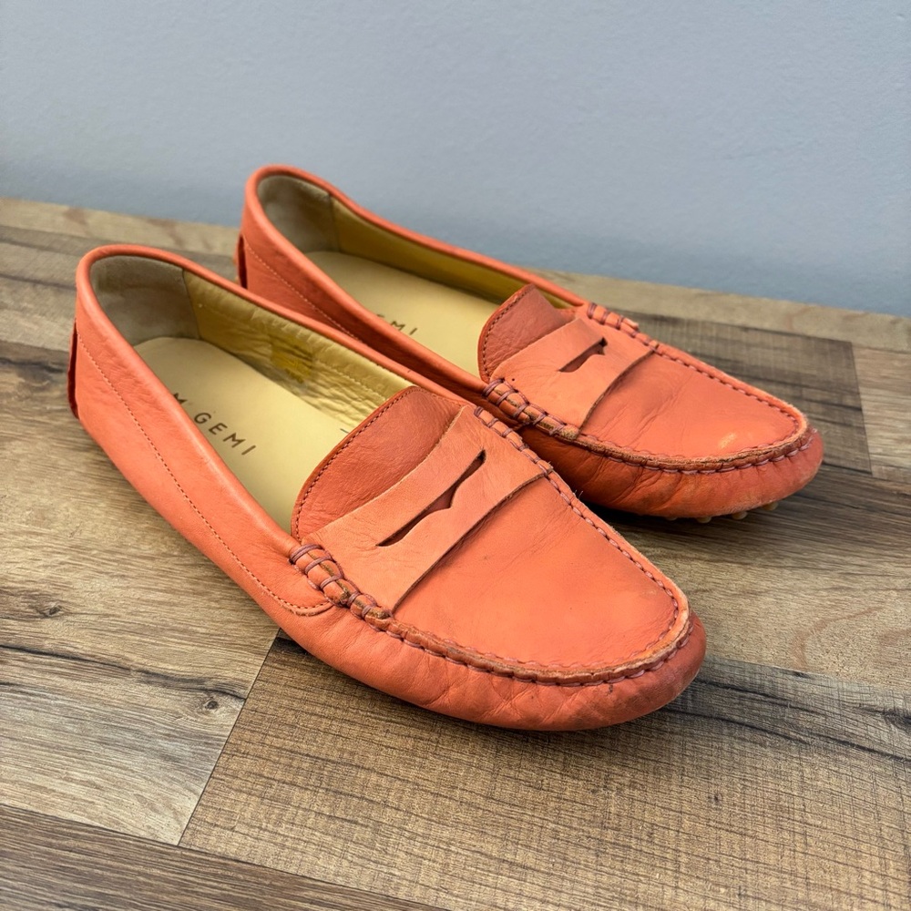 M.Gemi Leather Driving Moccasin Slip On Loafers Light Orange - Picture 1 of 8